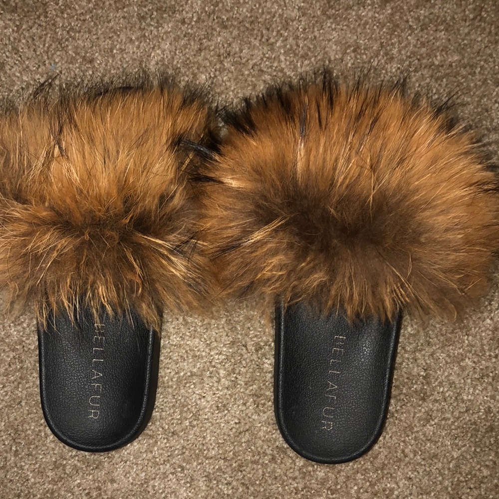 Soft fur flip flops